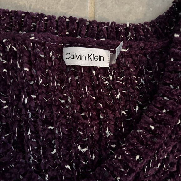 Calvin Klein Deep Purple w/ Grey / White Details Textured Sweater (Women's 2XL) - Picture 4 of 4